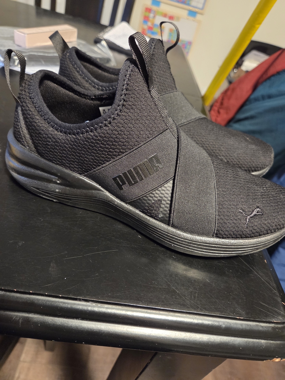PUMA Womens Black Slip-On Athletic Sneakers